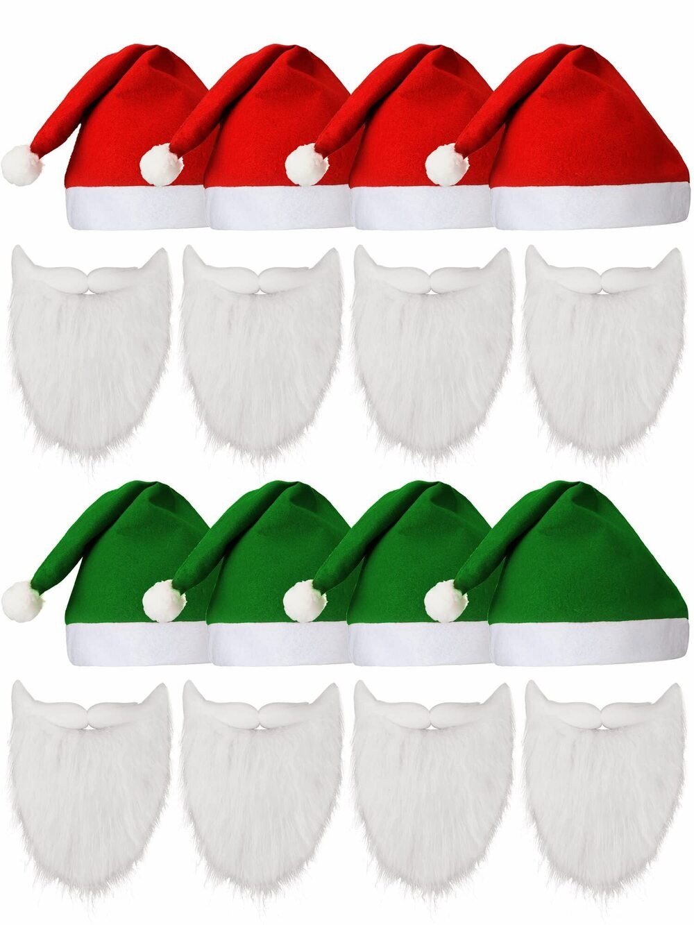 2746 16 Pcs Christmas Holiday Accessories, 8 Pcs Christmas Santa Hat Plush